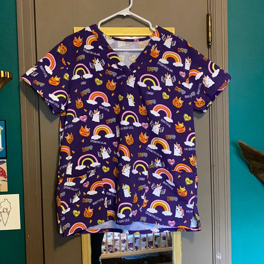 Halloween scrub top